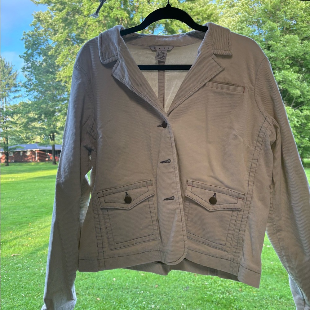 CAbi Tan Corduroy Blazer Classic Utility Style